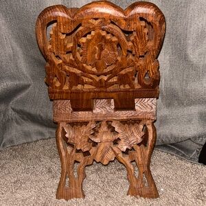 Intricately Carved Wooden Stand